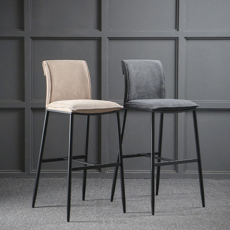 Minimalist Style Upholstered Fabric Barstools Backrest Bar Stools with Footrest