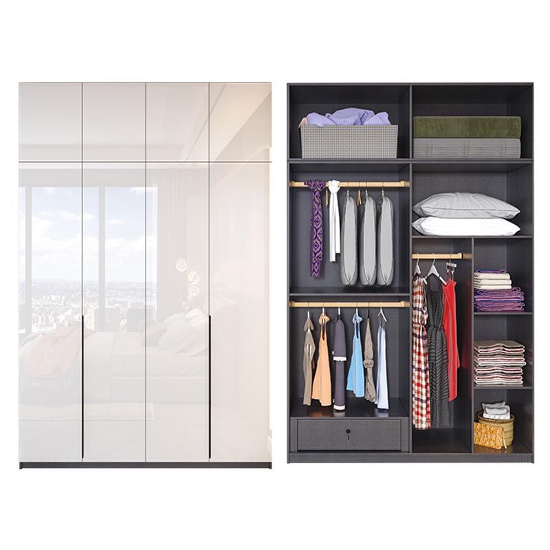 Contemporary Wooden Wardrobe White Colour Wardrobe Closet with Garment Rod