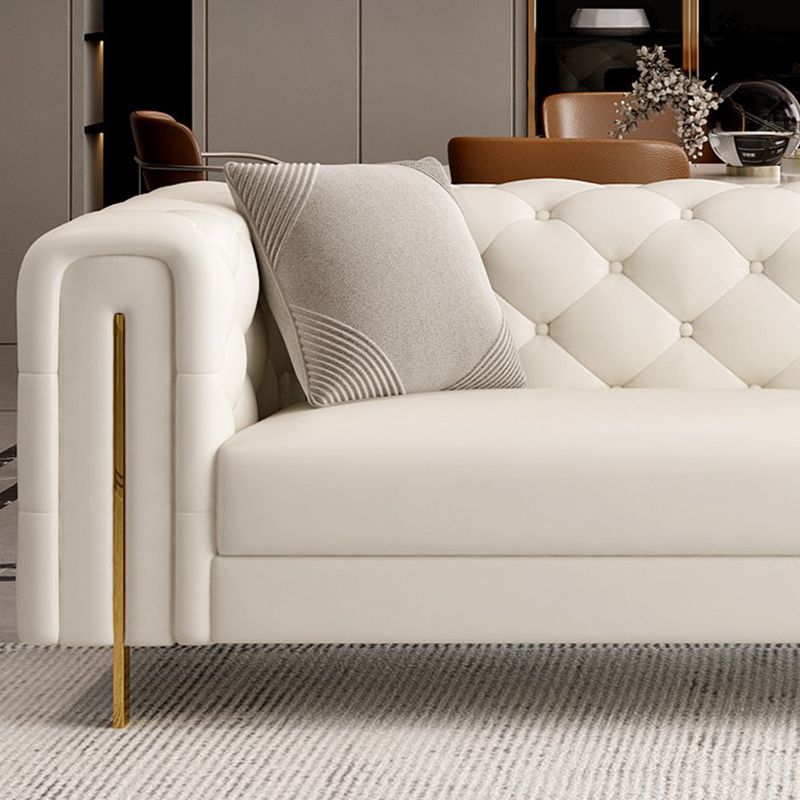 Tuxedo Arm Sofa Contemporary White Sofa with Tufted Split-Back