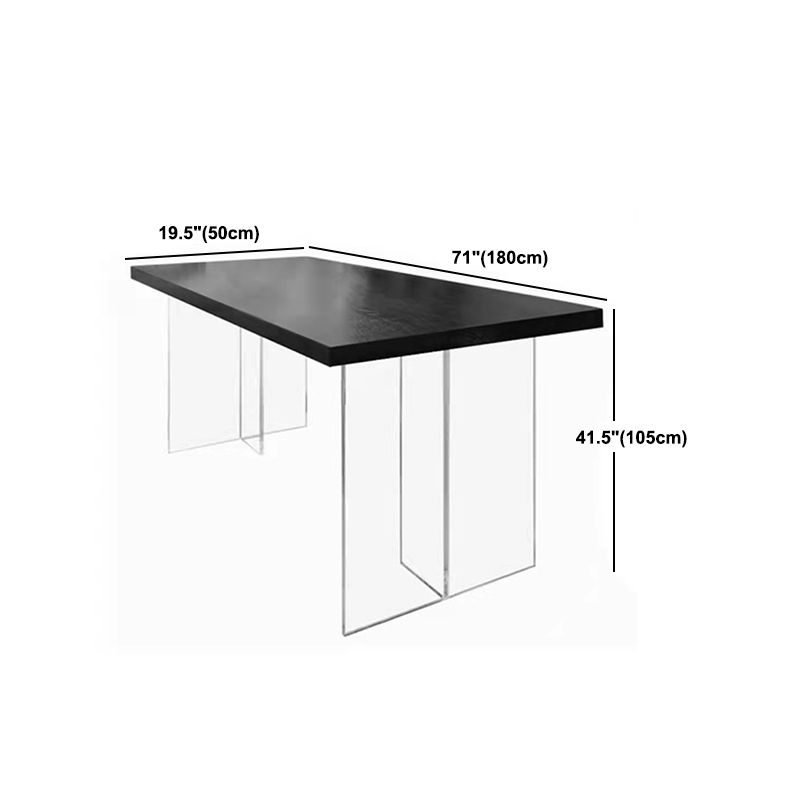 Black Solid Wood Top Bar Table with Acrylic Base Modern Pub Table for Home