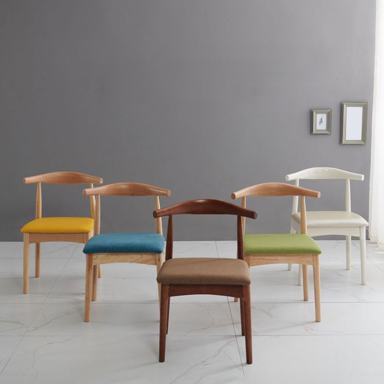 Scandinavian Dining Chair Open Back Side Chair with 4 Wood Legs for Home Use