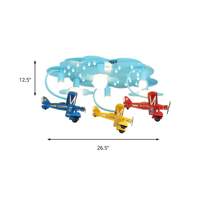 Modern Vivid Glider Ceiling Light 6 Lumières Metal Semi-Flush Mount Light for Baby Bedroom