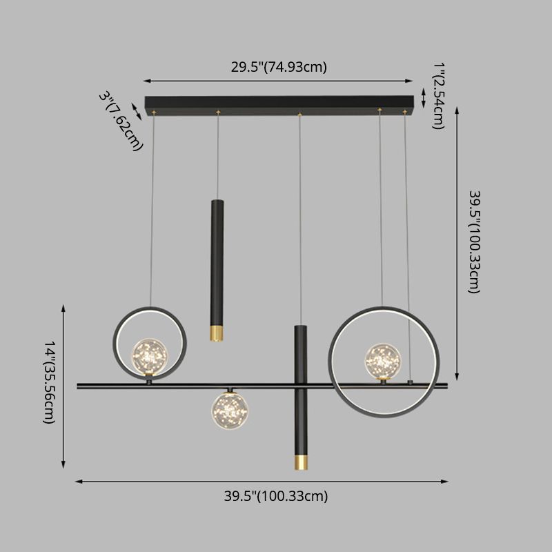 New Modern Black Iron LED Island Lighting Linear Chandelier Lighting for Dining Room