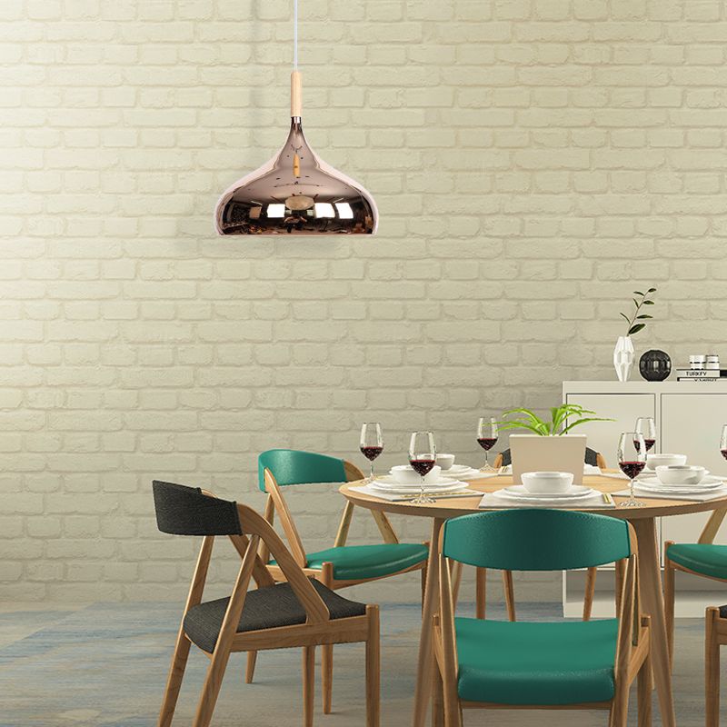 1 têtes de bol de bol d'éclairage pendentif moderniste élégant chromé / or / rose or métallique suspendue en suspension pour table à manger