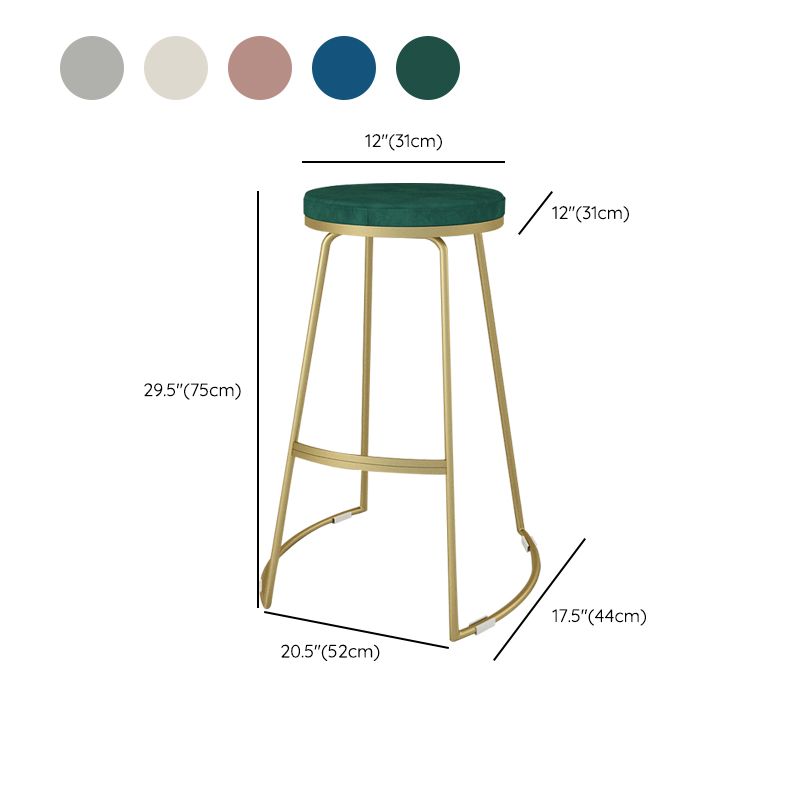 Nordic Style Bar-stool Round Seat Counter Bar Stool with Metal Legs for Home