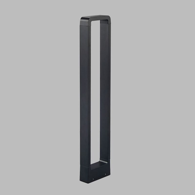 Contemporary Metal Pillar Lamp Rectangle Shape Outdoor Waterproof Light with Glass Shade