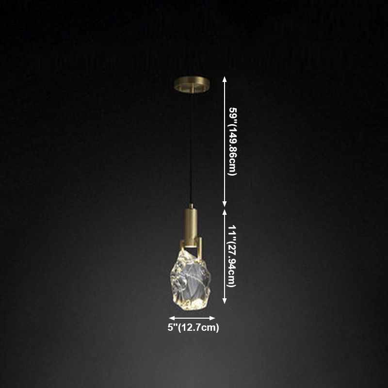 Cristaux clairs bloque les éclairages suspendus 11 "H lampe suspendue en or pour la table à manger