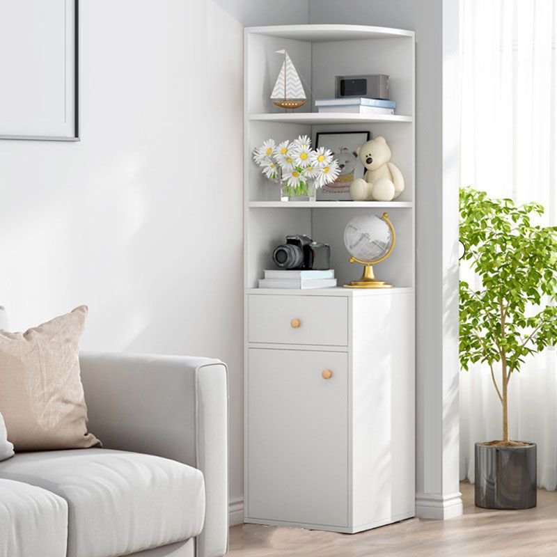 Modern Wooden Bookcase Storage and Display Shelves 64.2" H X 15.7" W Bookshelf with Drawer