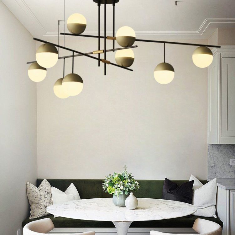 Gold Nut Shaped Suspension Light Nordic White Glass Island Ceiling Light for Living Room