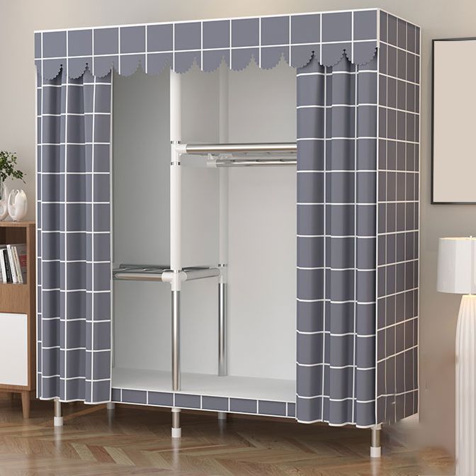 Metal Wardrobe Cabinet Modern Wardrobe Armoire with Shelves and Legs