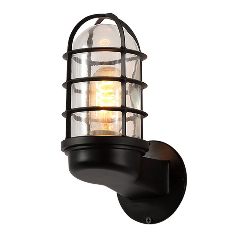 Glass Shaded Lighting Industrial Metallic Wall Light for Foyer