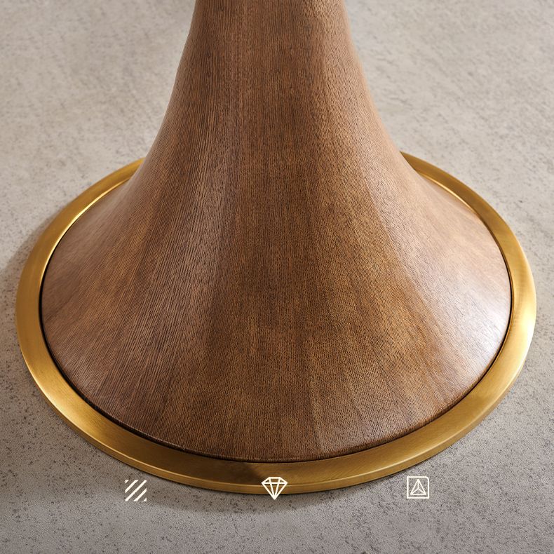 Modern Rotatable Round Table Set 1/4/5/7 Pieces Sintered Stone Top Wooden Round Table Set