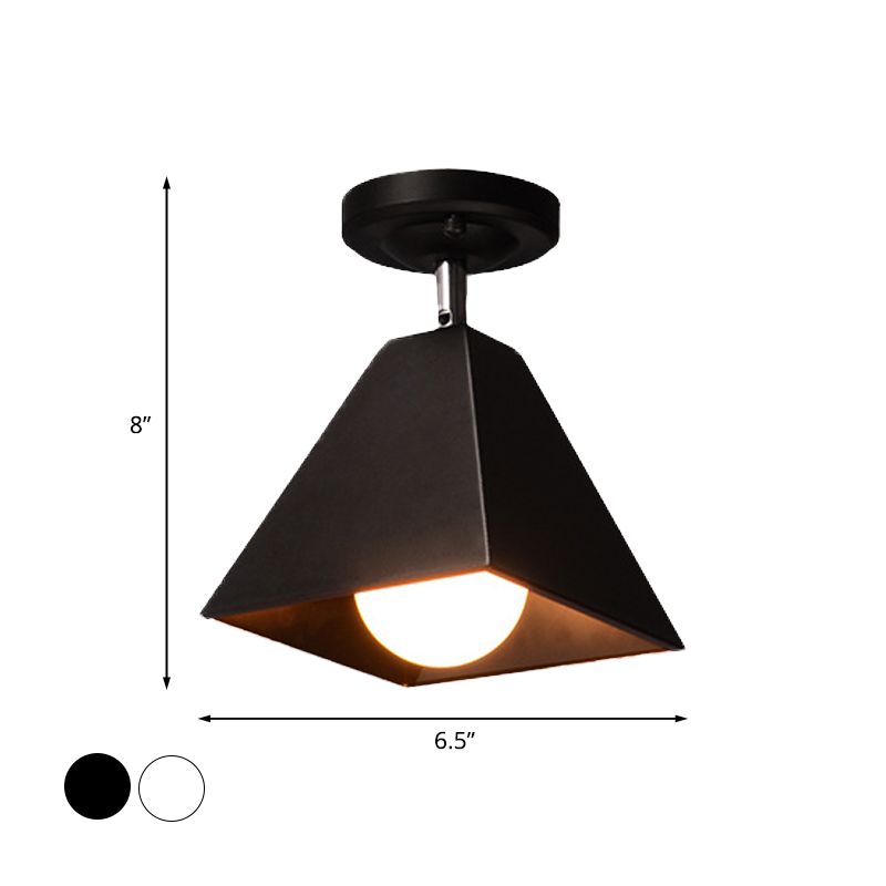 IJzeren Swivel Shade Pyramidal Plafond Lamp Industrial 1/2/3-Hoofd Lounge Semi Flush Mount Fixture in zwart/wit