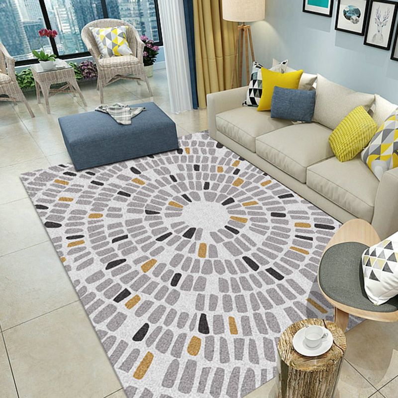Tapis graphique en polyester moderne gris tapis de support sans glissement pour salon