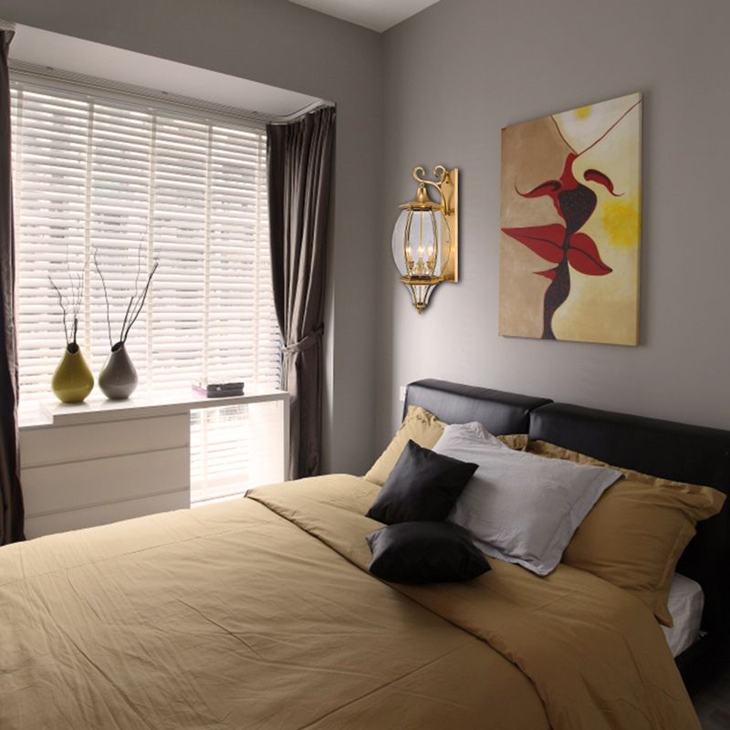 Iluminación de apliques de pared de oro de metal ovalado de 3 luces de pared tradicional de luz para vestíbulo