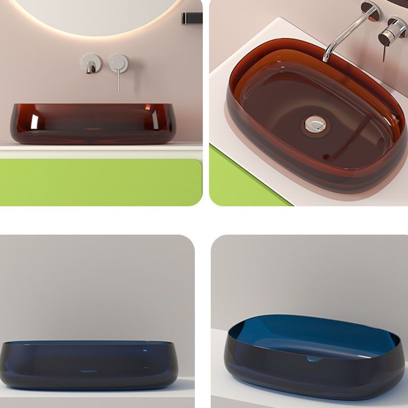 Modern Vessel Bathroom Sink Round with Pop-Up Drain Vessel Sink(Not Included Faucet)