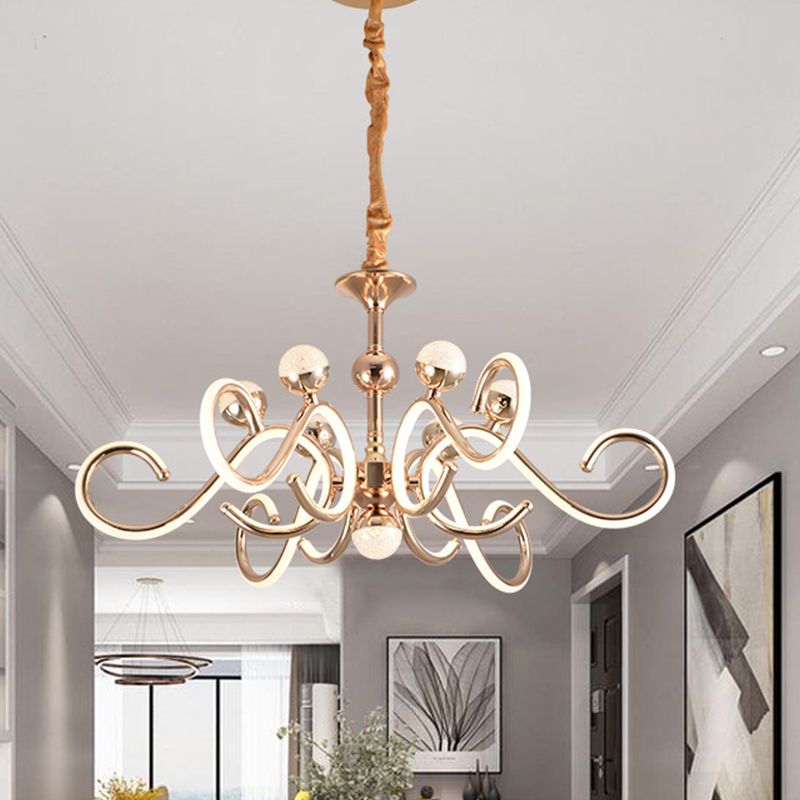 Accesorios de iluminación de lámpara de estilo posmoderno araña colgante de metal en oro