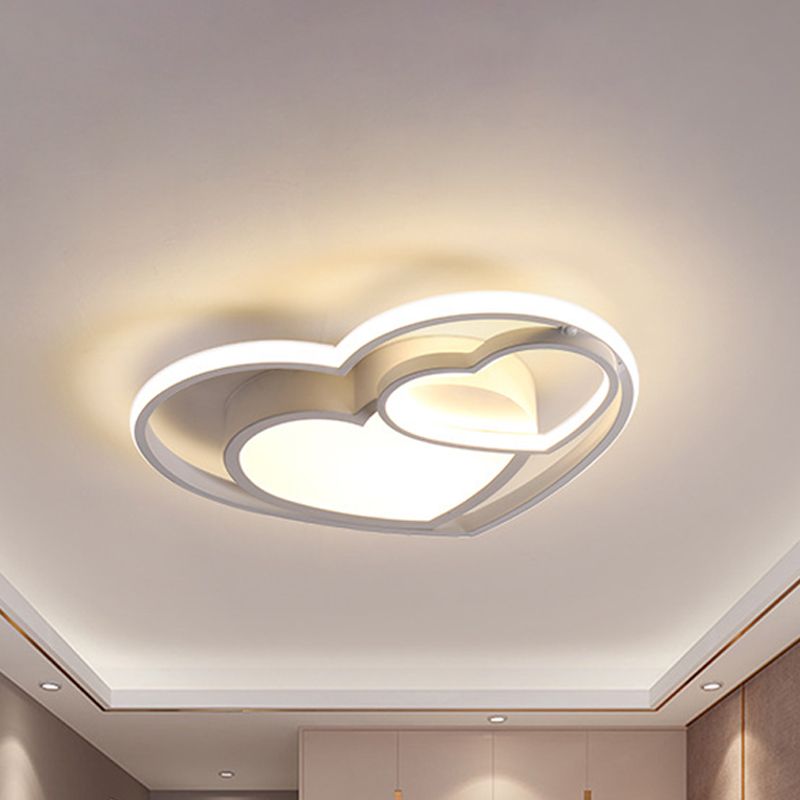 Lámpara empotrada de acrílico con corazón amoroso, LED nórdico blanco/rosa, cerca de la luz de techo para dormitorio
