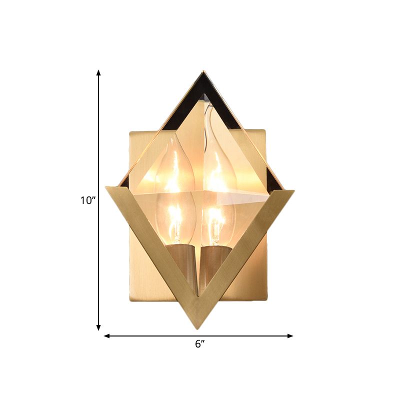 Rhombus Clear Crystal Panel Wall Sconce Minimalist 1 Bulb Brass Wall Mounted Light Fixture