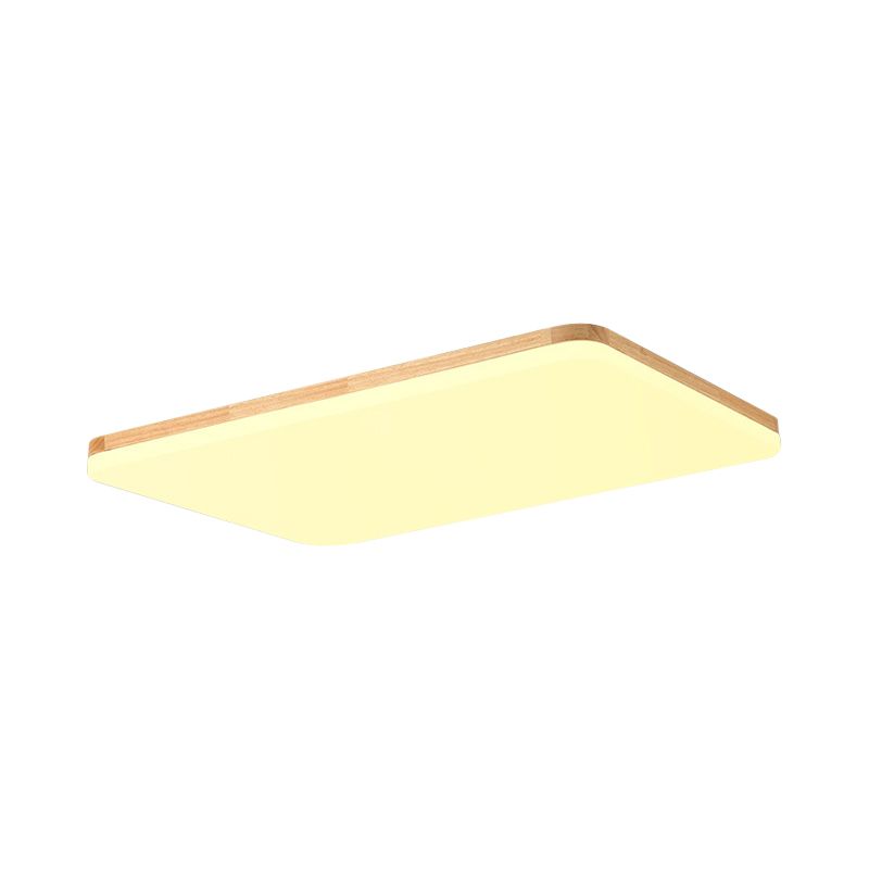 Thinnest Square/Rectangle Ceiling Light Simple Acrylic Living Room LED Flush Mounted Lamp in Beige, 13"/25"/37.5" Wide