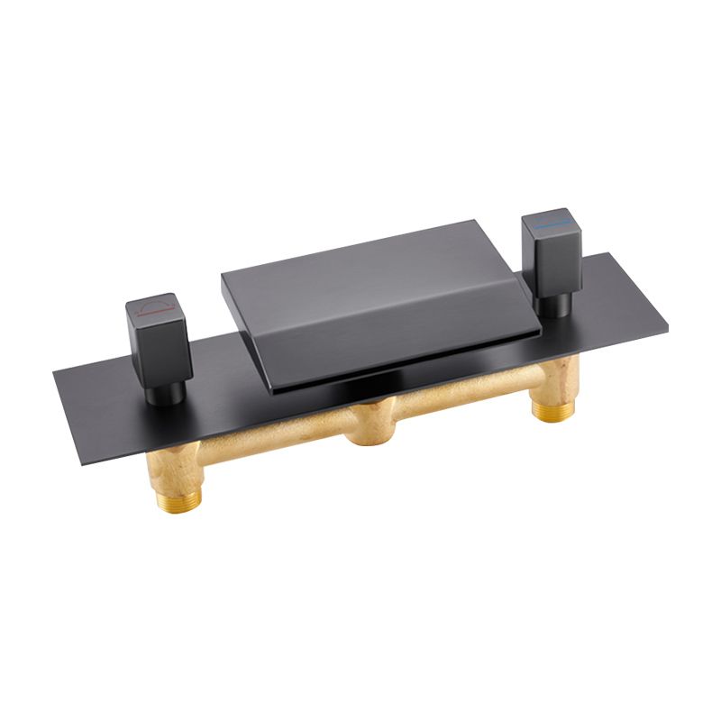 Deck Mounted Copper Roman Tub Faucet Waterfall Low Arc Roman Tub Faucet Set