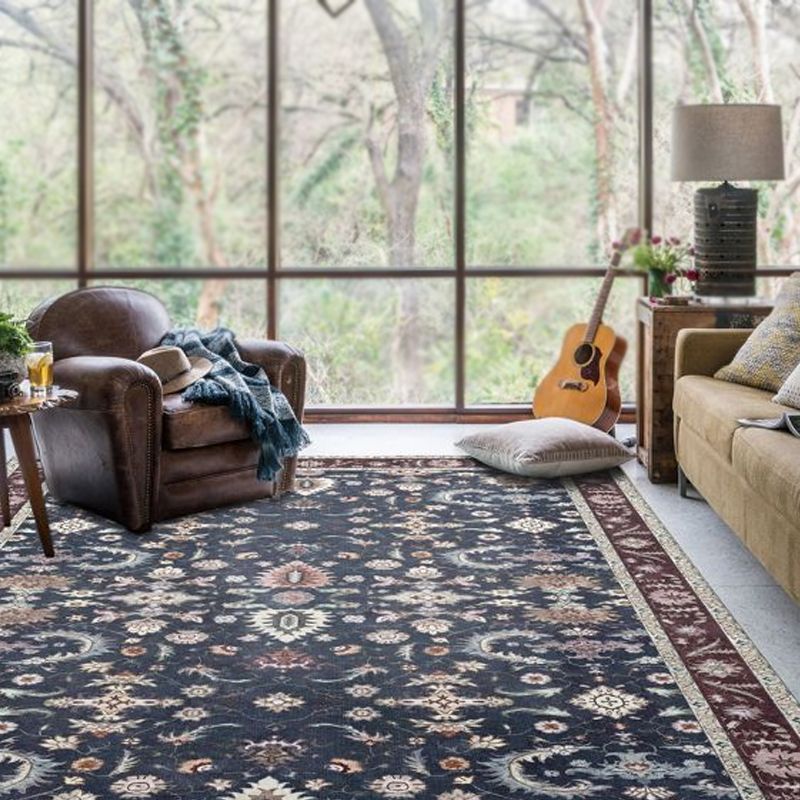 Veelkleurig Marokkaans vloerkleed Polyester Tribal bloempatroon vloerkleed Diervriendelijk wasbaar antislip rugtapijt voor decoratie