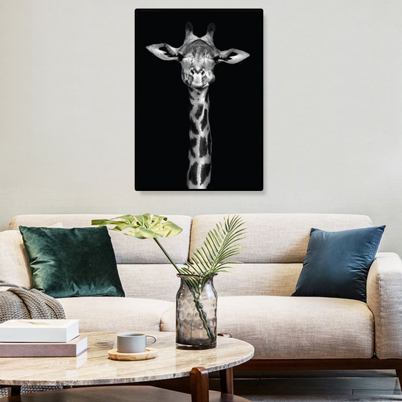 Photographs Modern Style Canvas Art with Wild Animal Pattern in Dark Color for Home