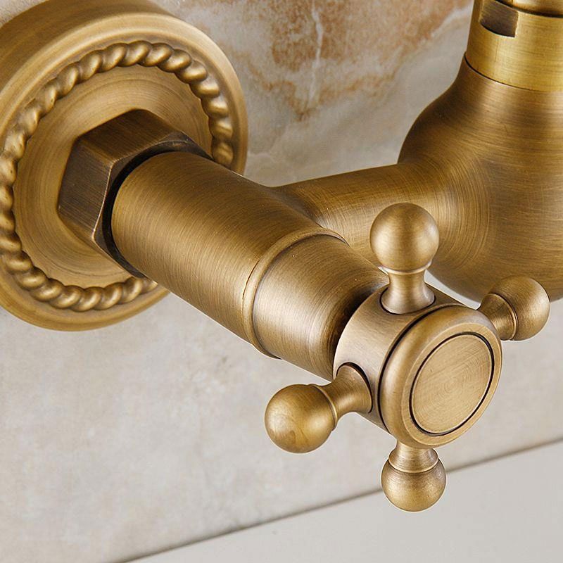 Vintage Tub Faucet Two Cross Handle Faucet Pure Copper Wall Mounted Faucet