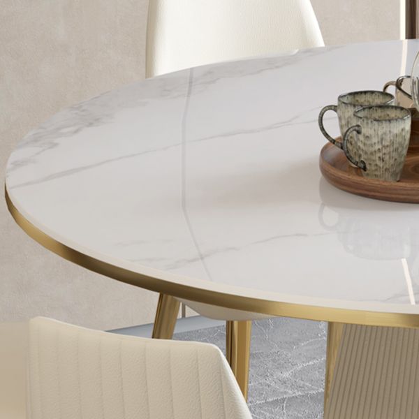 Stone Dining Room Collection Luxury Style Round Pedestal Dining Table for Home