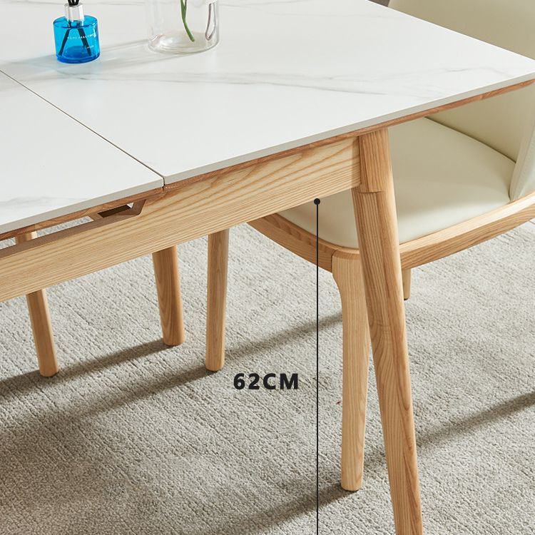 1/2/5/6/7 Pieces Extendable Rectangle Dining Set Sintered Stone Top Wooden Table Set