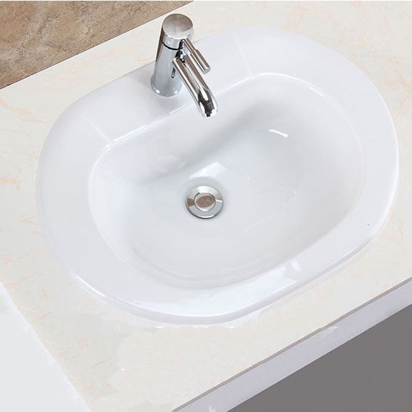 Oval Undermount Bathroom Sink Porcelain Shut-Off Valve Included Bathroom Sink