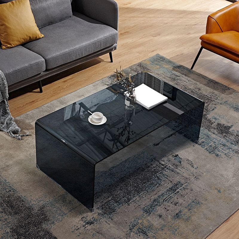 Sled Single Coffee Table Glass Modern Black/White Open Shelf Cocktail Table