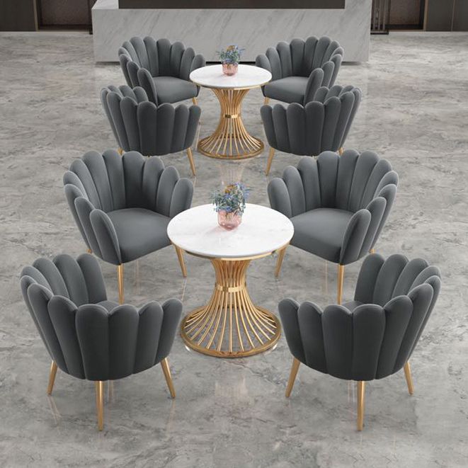 Runder weißer Esstisch Sintered Stone Tisch Luxusstil mit Sockel