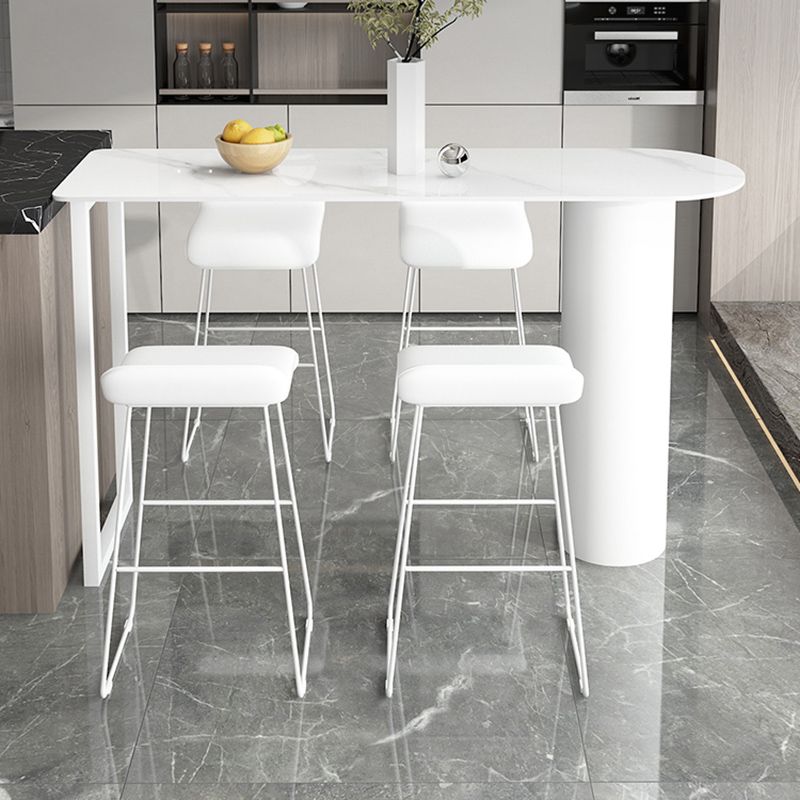 Modern 1/5 Pieces Bar Table Set Stone Counter Table with Stools for Living Room
