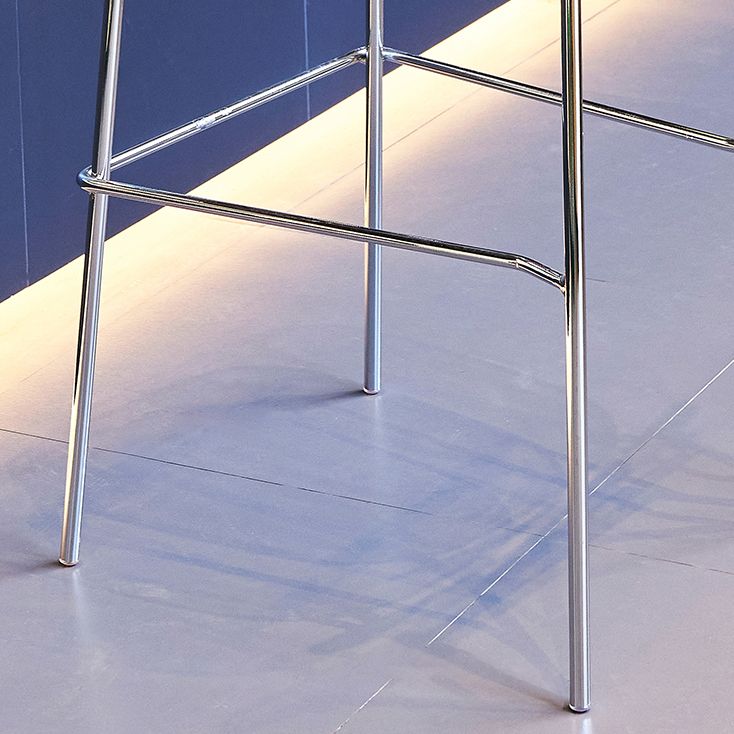 Modern Silver Base Counter Stool Rectangle Acrylic Footrest Counter-height Stool