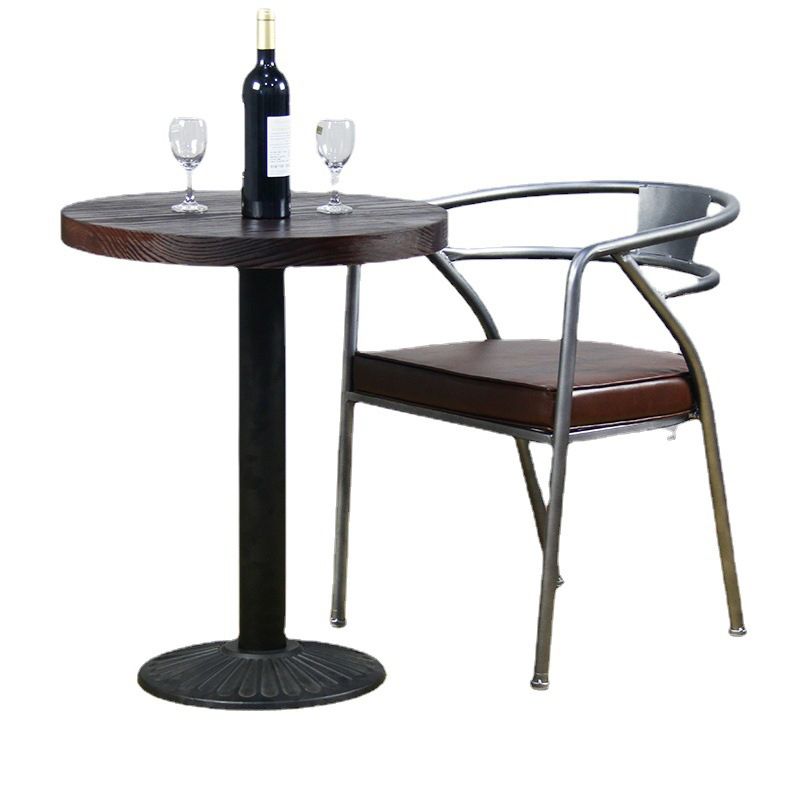 Modern Solid Wood Dining Table Metal Pedestal Base Dining Table for Home Use