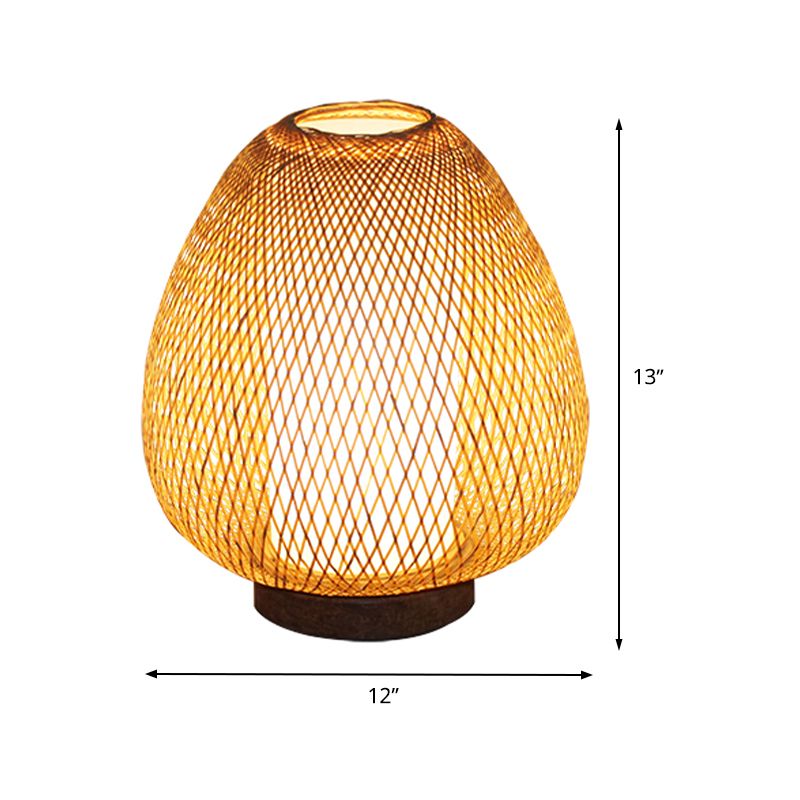 1 tâche de tête de chambre à coucher léger en bois asiatique petite lampe de bureau avec une teinte en bambou artisanale