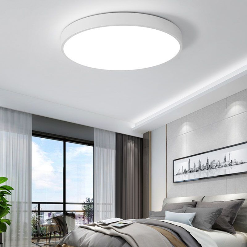 Iron and Acrylic Ceiling Flush in White Round Modernism LED Flush