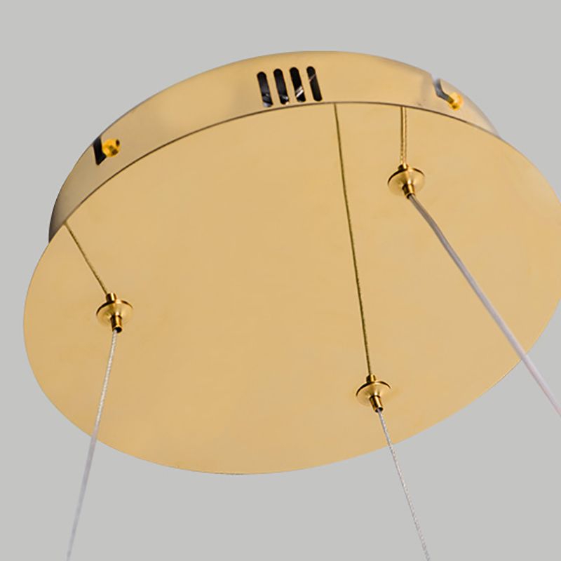 Multi Layer Round Shade Hanging Light Modern Style Metal Pendant Light in Gold
