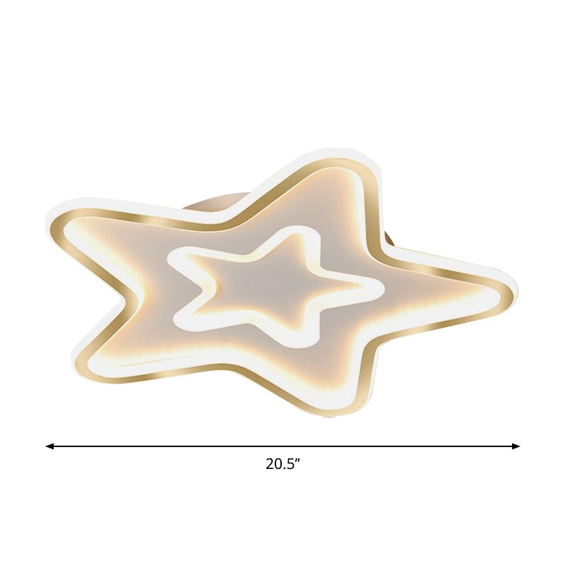 Star Bedroom Flush Ceiling Light Acrylic LED Cartoon Flush Mount Lighting Fixture in White