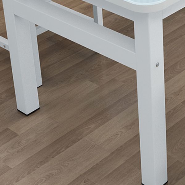 Modern White Rectangular Glass Top Dining Table with Double Pedestal