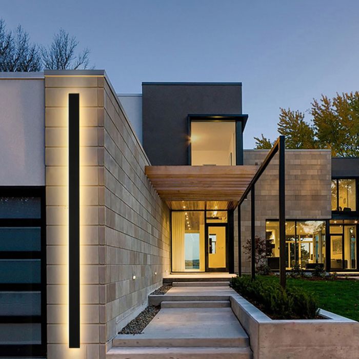 Metal Linear Shade Metal Wall Lights Modern 1 Head Wall Mount Fixture in Black