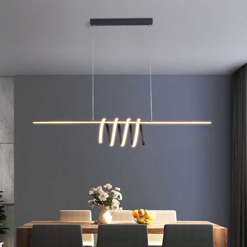 Modern LED Kitchen Island Lighting Black Ceiling Light for Room Foyer