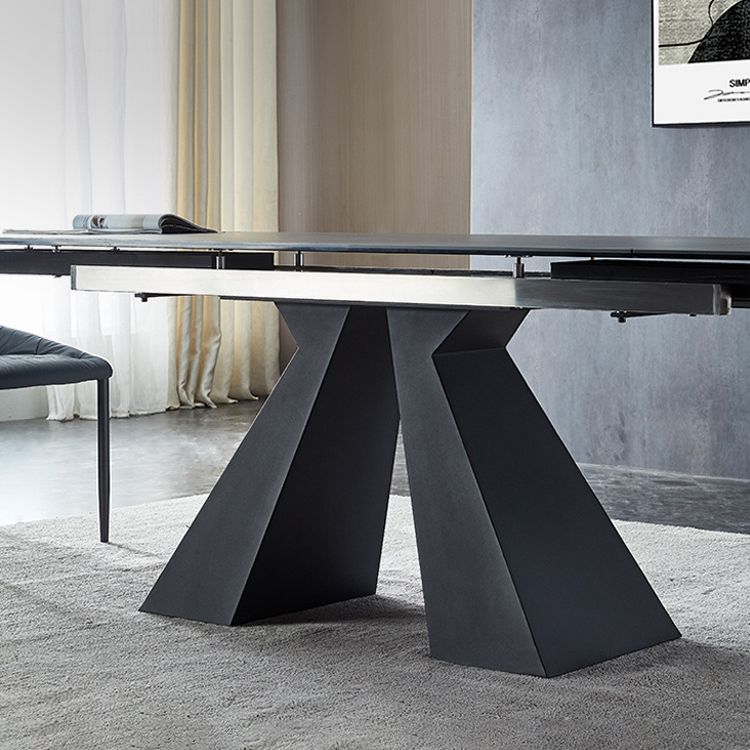 Modern Rattan Standard Dining Set with Rectangle Table and Solid Back Chairs Dining Set