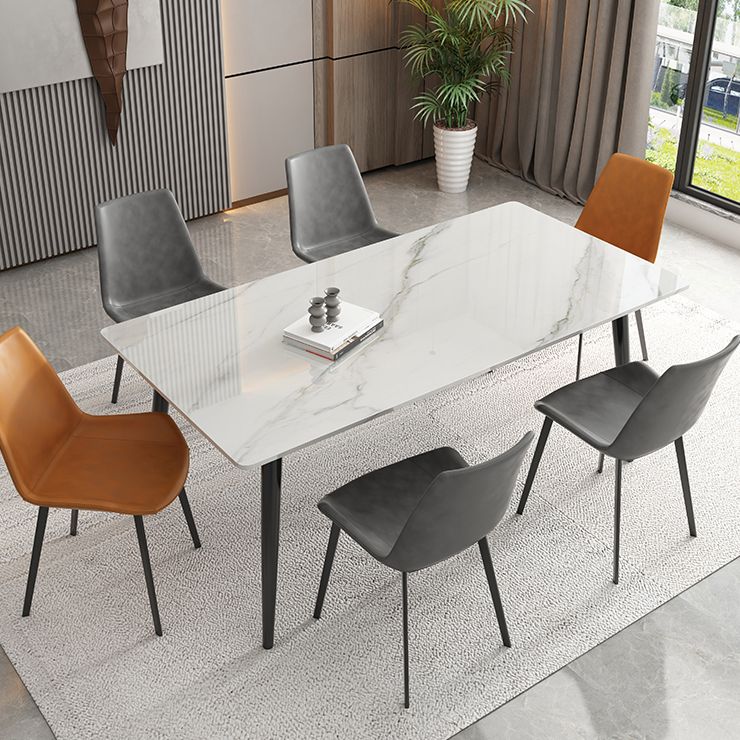 Mesa de comedor de rectángulo industrial de metal mesa de piedra sinterizada para comedor