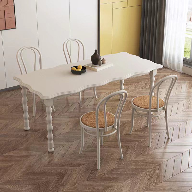 Modern Rectangle Wood Dining Table 1/2/4/5 Pieces Dining Set for Cafe