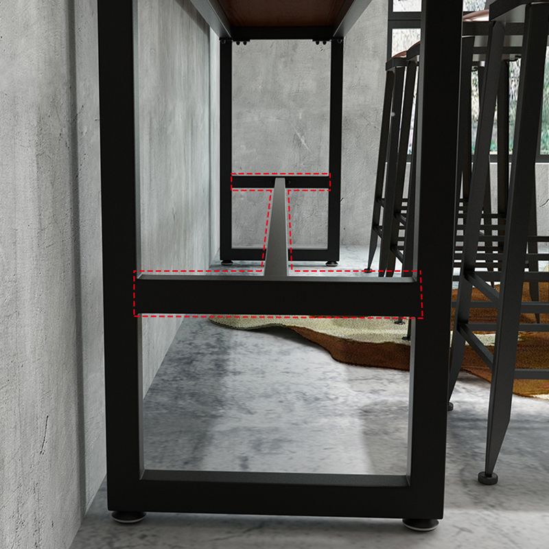 Wood Top Bar Height Table Industrial Style Bistro Pub Table with Metal Base