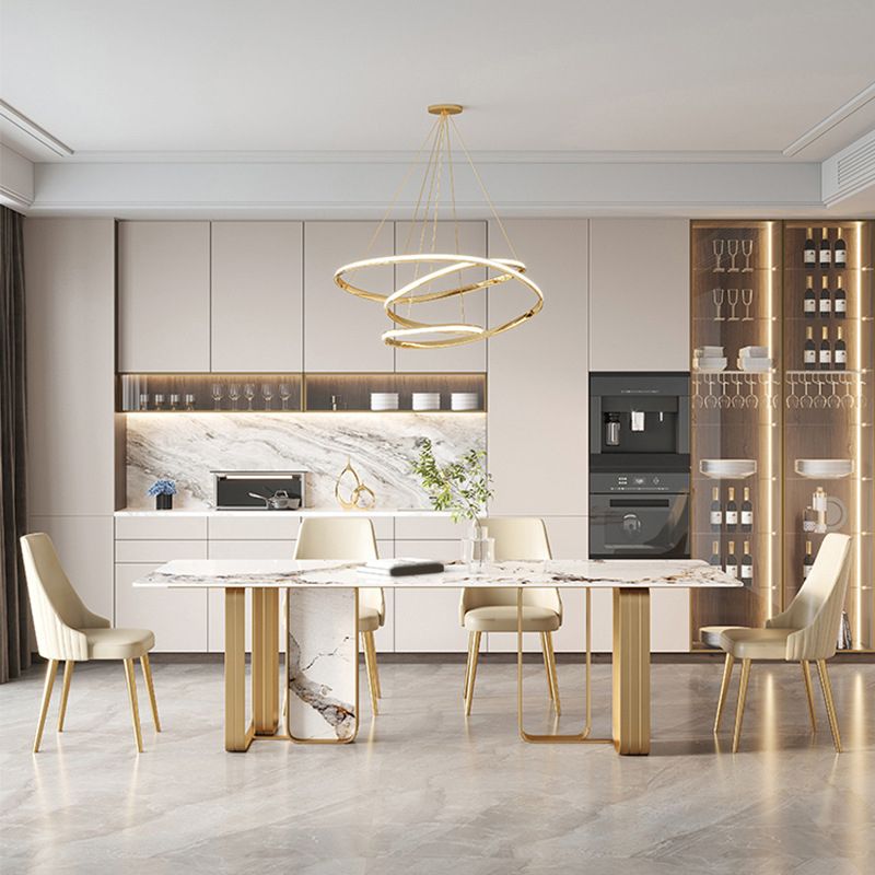 Glam Style Rectangle Table Set 1/4/5/7 Pieces Dining Set for Kitchen