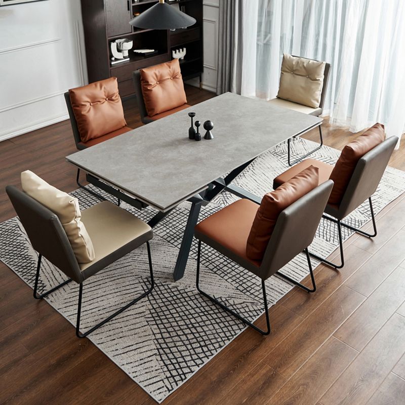 Modern Home Solid Back Chair Leather Matte Finish Dining Chair