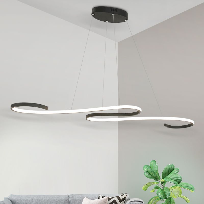Twist Pendant Nordic Acrylic LED Pink/Black/White Hanging Ceiling Light in Warm/White/Natural Light